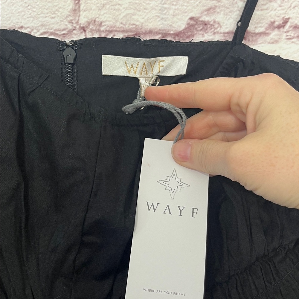 WAYF Tiered Midi Dress Black Smocked Waist NWT Large - Picture 5 of 10